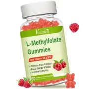 Vazatisi L-Methylfolate 15 mg Gummies with Methyl B12 Folate Supplement for M...
