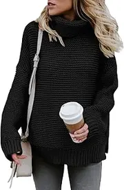 [QACOHU] Sweaters for Women Casual Chunky Turtleneck Long Sleeve Knit Pullover Sweaters
