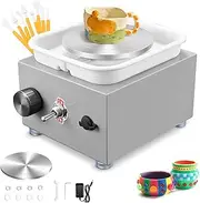 Couleeur Mini Potter's Wheel, 2000 RPM Electric Pottery Wheel Machine, Pottery Wheel Ceramic with Removable ABS Basin and 6.5/10 cm Turntable Lathe, Clay Tool, DIY Ceramic Tool, Ash