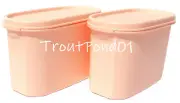TUPPERWARE Modular Mates Oval # 2 Set 2 Pastel Peach + Seal Lid 4 3/4 cups 1.1L