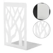 Heavy Duty Metal Bookends Decorative Book Ends Holder Stationery Supplies - 2pcs - White Tree