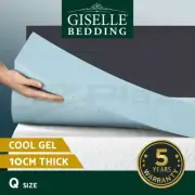 Giselle Memory Foam Mattress Topper Queen Bed Cool Gel Bamboo Cover 10CM