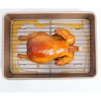 在飛比找蝦皮購物優惠-「king優優品」13寸長方形深烤盤烤箱用烤網烤雞燒烤架子烤