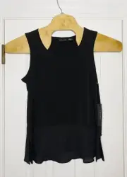 Tahari Women’s Sleeveless Blouse Chiffon Bottom Black Medium New