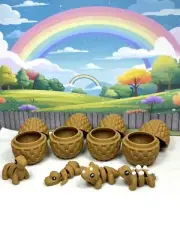 4pcs 3D Printed Mini Dinosaurs with Egg, Articulated Mini Dinosaurs Fidget Toys