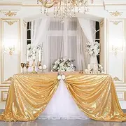 B-COOL 50"x50" Rectangle Gold Sequin Tablecloth Glitter Tablecloth Sequin Wedding Christmas Tablecloth