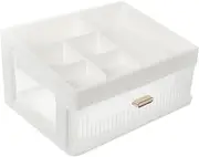 Alipis Transparent Drawer Storage Box for Desktop Makeup Organizer with Compartment for Vanity Sundries and Cosmetics Dresser Storage with Frame