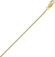 [JewelryWeb] 22k Gold Plated Box Chain Necklace 1mm Wide Spring-Ring Clasp-Gold Plated 925 Sterling Silver. Chain-Necklace for Women and Men