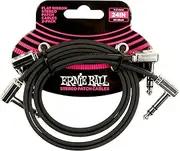 Ernie Ball 24" Flat Ribbon Stereo Patch Cable 2-Pack - Black
