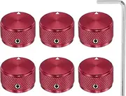 sourcing map 6 Pcs Aluminium Potentiometer Knobs, 1/4" (6mm) Universal Volume Tone Control Knobs for Guitar, Bass, Diamond 5/8" Red