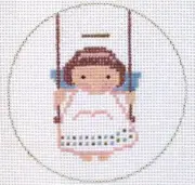 Angel Swinging Christmas Ornament Hand Painted Needlepoint Canvas