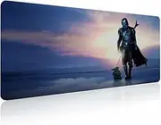 Huge Mouse Pad Mandalorian and Babyyoda,Mousepad with Stitched Edges & Non-Slip Rubber Base-Extra Large Soft Laptop Desk Pad-Computer Keyboard and Mice Combo Pad Mouse Mat 15.7X35.4