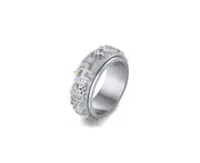 Religious Buddhist Mantra Character Titanium Steel Ring - Steel Color