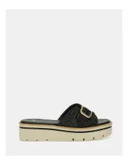 [Novo Shoes] Bette Slides in Black Raffia