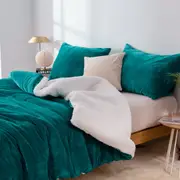 2 in 1 Microplush Soft Teddy Sherpa Duvet Cover Set and Blanket