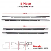 Fits Honda Accord G8 2008 - '12 Set 4Dr Chrome Outer Weatherstrip Door Belt