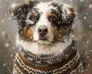 8x10 Matte Print Australian Shepherd in Snowfall Sweater