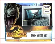 Jurassic World Dominion DINOSAUR Sheet Set - Raptors - 3 Pieces - TWIN NEW