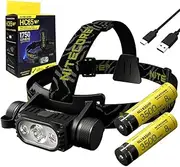 Nitecore HC65 v2 Powerful headlamp 1700 Lumen with Eco-Sensa TypeC USB Cable (+ 1x Extra NL1835HP Battery)