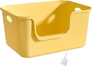 ShengQuanHao Cat Litter Box, Semi-Enclosed, with Raised Sides, Pet Toilet, Cat Litter Box for Cats, Yellow