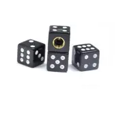 4PCS/Set Universal Dice Shape Wheel Rim Tire Valve Caps Car Bike black