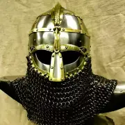 18GA Vendel Style Viking Helmet with Chainmail | Medieval Knight Battle Helmet