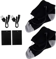 Kisangel 1set Usb Heated Socks Thermal Stocking for Sports Soft Breathable Foot Warmer Battery Box for Skiing Snowboarding Hiking and Daily Use