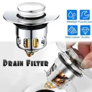 Kitchen Waste Plug Pop Up Drain Filter Sink Strainer Stopper Stainless Steel AU