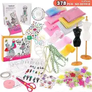 378Pcs Fashion Designer Kit for Kids Girls Creativity DIY Arts & Crafts Sewing Kits Toy Gift