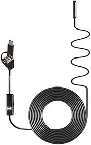 3-in-1 Mobile Phone Endoscope Type-C+Micro USB+USB Endoscope 6 Adjustable Lights 8mm Camera 1280 * 720 Resolution IP67 Black