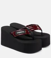 [Coperni] Coperni Logo leather platform thong sandals AU 9 brown
