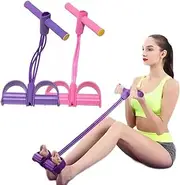 4-Strand TPE Exercise Band with Handle, Pink and Purple, Elastic Resistance Tube 2Pcs