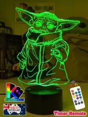 GROGU BABY YODA CHILD 3D LED Battery USB Night Light 7 Colour Changing Room Lamp