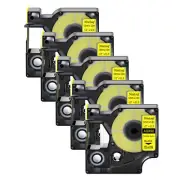 5PK Fits for Dymo Rhino 4200 5200 Flexible Nylon Label Maker 18490 12mm Yellow