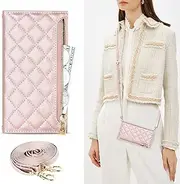 Cavor PU Leather Case for iPhone 12 Mini Case (5.4") Crossbody Wallet Card Slots Holder Flip Folio Cover Kickstand & Shoulder Lanyard Strap Purse Zipper Handbag-Rose
