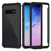 Samsung Galaxy S10+ /S10 Plus Military Grade Shockproof Clear Heavy Duty Case Bumper Drop Protection Tough Cover (Black)