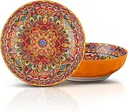 YUN TAO Large Serving Bowls,10 inch Fruit Salad Bowls, 75 Oz Pasta Bowls Set of 2,Decorative Serving Dishes for Entertaining, Vibrant Color Ramen Bowls for Party,Microwave & Dishwasher Safe (Orange)