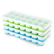 4 Pack Silicone Ice Cube Trays With Lid BPA Free 14-Ice Each Tray 56-Ice Total