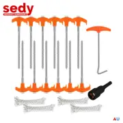 18Pcs Heavy Duty Steel Screw Drill Camping Tent Pegs T Pull Hook Hex Drill Bit