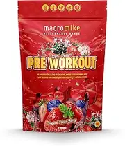 Macro Mike Tropical Mixed Berry Flavour Caffeinated Pre-Workout Protein Powder 300 g