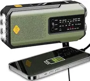 7400mWh Weather Emergency Radio, Portable SolarHand Crank Radio, Type-C USB Charge AM/FM/NOAA Radio 1W LED Flashlight 2000mAh Power Bank Phone Charger, SOS Function for Emergencies