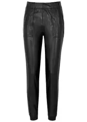 Spanx Black Faux Stretch-leather Sweatpants - XL XL