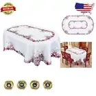 Charming Red, White, and Blue Oval Tablecloth for July 4th Celebrations