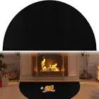 32X60Inch Black Fireplace Hearth Mats Fire Resistant,Large Half round Fireproof