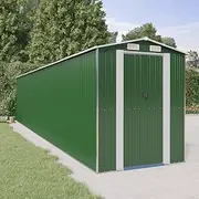Garden Storage Shed, Outdoor Storage Shed Tool Store Cabinet Garden Shed Green 192x938x223 cm Galvanised Steel