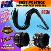 Fluffy Handcuffs Whip Bondage Kit BDSM Restraint Cuffs Fetish Couples Sex Toy