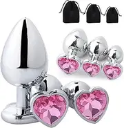 Heart Butt Plug Set Metal Anal Plug - 3 Pcs Anal Plugs, Buttplug, But Plug, Sexual Stimulation Device for Butt Plug Set, Anal Sex Toy Butt Toys Anal Toys, Butt Training Plugs Kit for Women Men Couple(PINK)