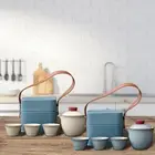 Portable Travel Tea Set Kung Fu Tea Set Ceramic Tea Pot Porcelain with Carrying