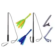 New Extendable Dog Flirt Pole, Interactive Teaser Wand with 2 Replaceable Toys