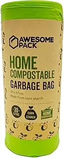 Aznpac Compostable Bin Liners 30L Kitchen Garbage Bags Biodegradable [51x57cm] 25 Count